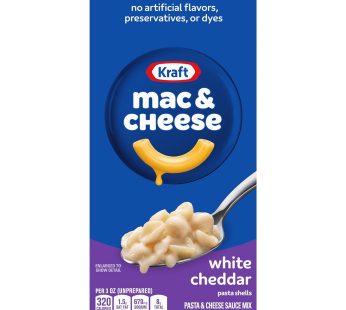 Kraft White Cheddar Macaroni & Cheese Dinner with Pasta Shells, 7.3 oz Box